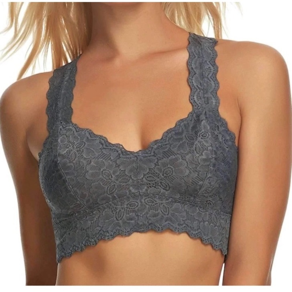 Jezebel NWOT Womens Gray Lace Racerback Bralette Style 28044 Size Medium
